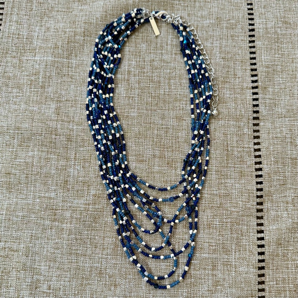 White House Black Market Blue and White Multi-Strand Necklace
